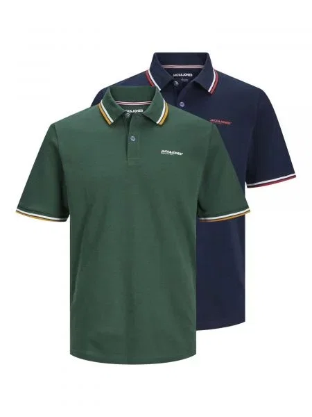 JACK & JONES Tricou JJCampa bleumarin / verde închis / roșu alb