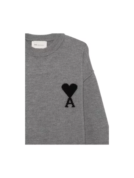 Sweter Ami Paris wełniany szary