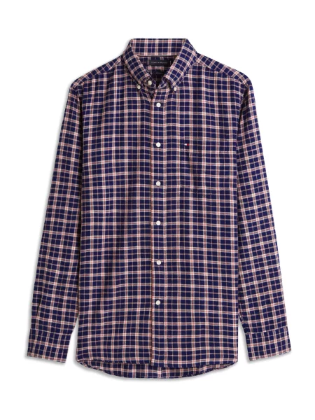 TOMMY HILFIGER Cămașă bleumarin / roșu pastel / murdar alb