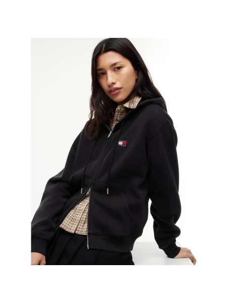 Mikina s kapucňou Tommy Jeans s kapucňou čierna