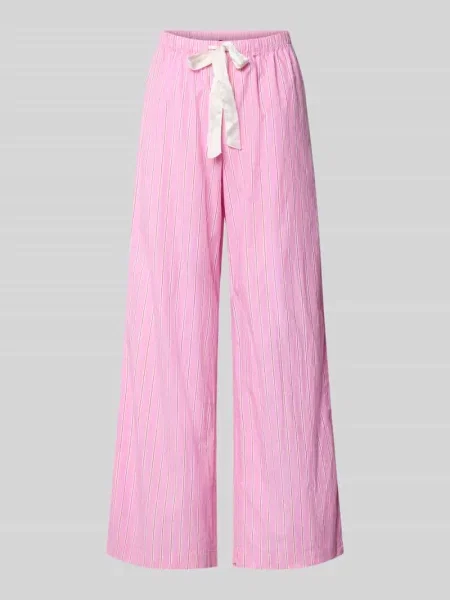 Krój wide fit spodnie od piżamy z elastycznym pasem model Poplin' Gina Tricot