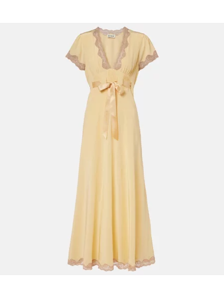 Rochie maxi Rixo de mătase galben