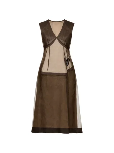 Rochie midi Undercover cu decolteu în V până la genunchi de costum maro