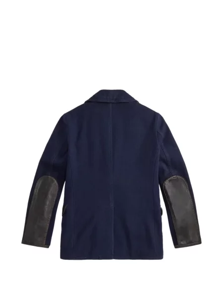 Кожено двуредно палто Ralph Lauren Rrl синьо