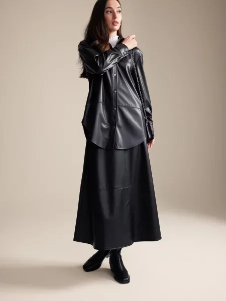 Fustă din piele Defacto negru