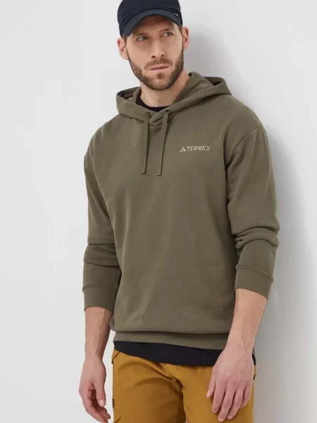 Tepláková mikina adidas TERREX s kapucí zelená