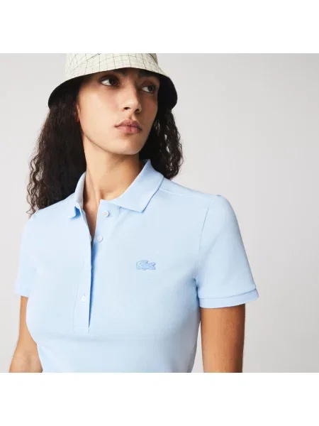 Lacoste Sukienka Polo Z Elastycznej Bawełny Pikowanej niebieska