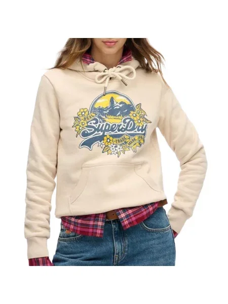 Bluza z kapturem Superdry Floral beżowa