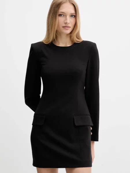 Armani Exchange rochie din amestec de lână mini mulata negru