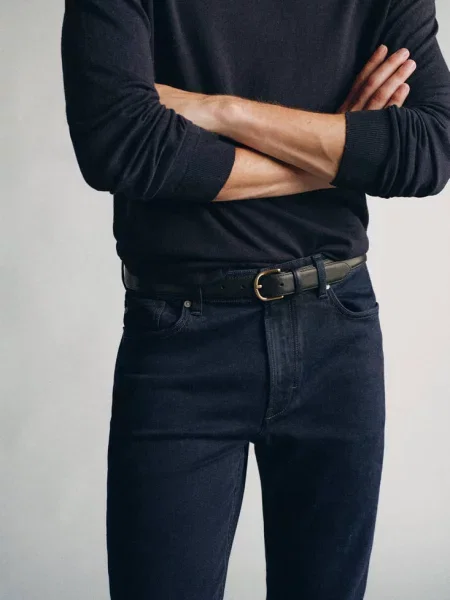 Jeansy slim fit z denimu Candiani intensywny Mężczyzna 40 MANGO MAN granatowy