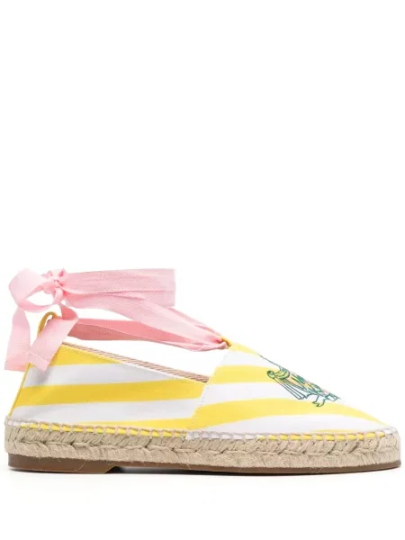 Espadrile Maison Kitsune cu șireturi din dantelă galben