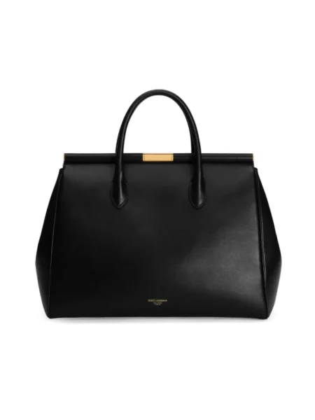 Lniana torebka Dolce And Gabbana czarna