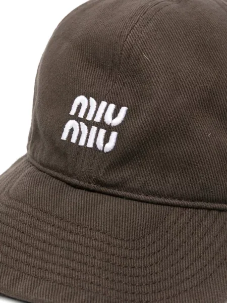 Hímzett húzózsinór baseball sapka Miu Miu barna