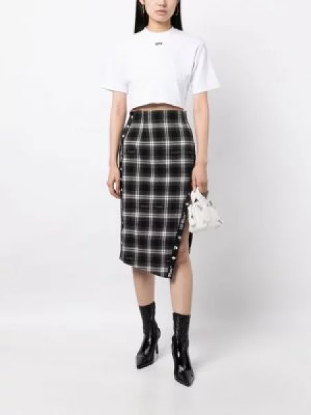 Raštuotas trumpas marškinėliai Off-white balta