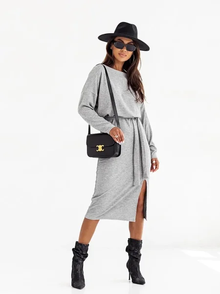 Rochie midi Resti până la genunchi de costum gri