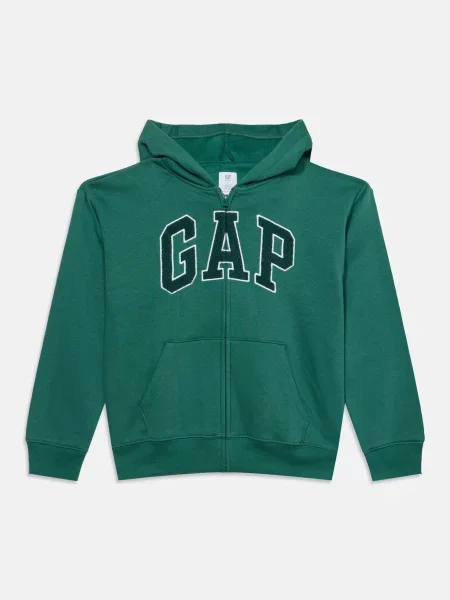 GAP Tepláková bunda HERITAGE jedľová / tmavozelená biela