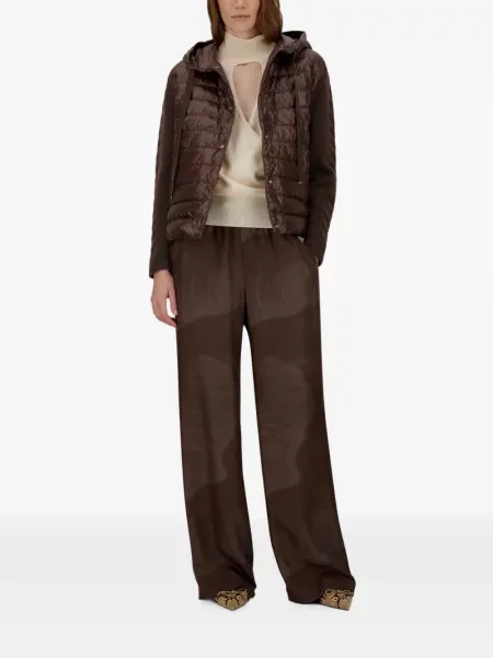 Pantaloni Herno de mătase cu model floral cu imagine maro