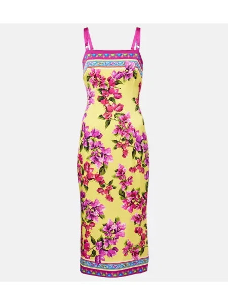 Svilena midi obleka Dolce&gabbana s cvetličnim vzorcem nad koleni