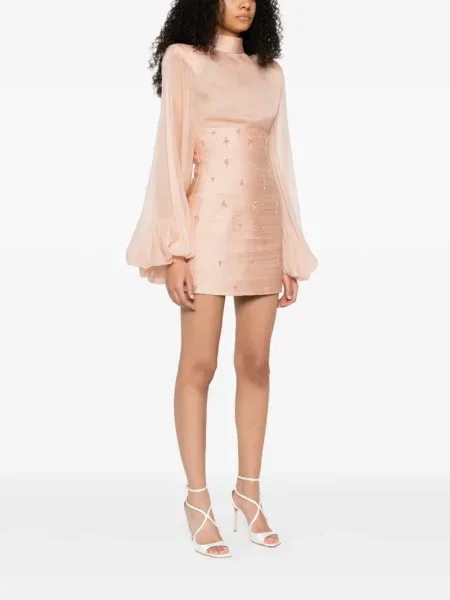 Fusta mini M.marquise cu broderie roz