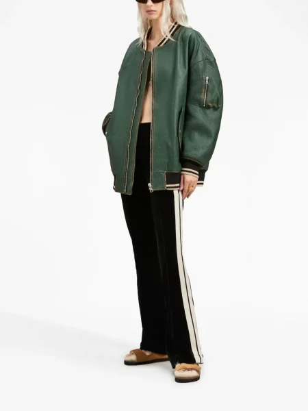 Dryžuotos kelnės Palm Angels velvetinės juoda