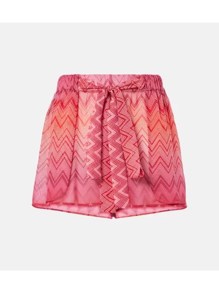 Pantaloni scurți Missoni de mătase cu imagine roșu