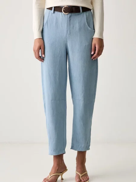 Haveone pantaloni pentru femei din lyocell albastru