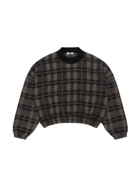 Dzianinowy sweter Rus w kratę czarny