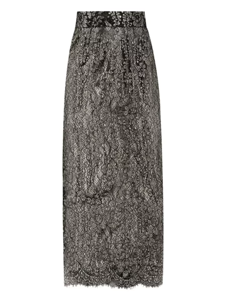 Fustă midi Dolce & Gabbana din dantelă până la genunchi negru