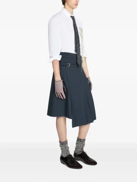 Pantaloni Dries Van Noten de lână albastru