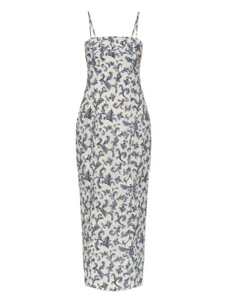 Sukienka midi Posse z nadrukiem do kolan garniturowa biała