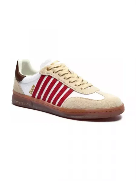Sneakers tornacipő BOXER bőr hozzáadásával bézs
