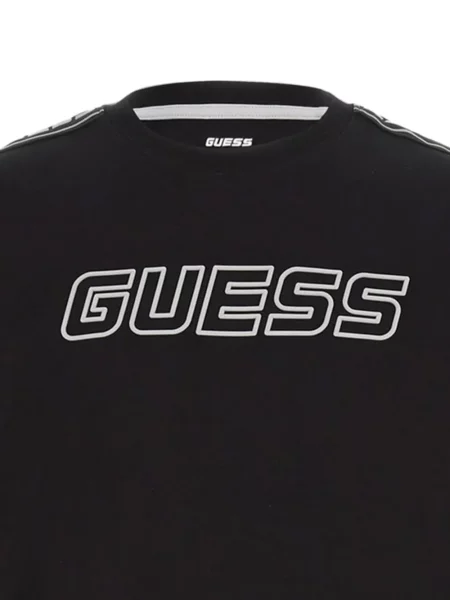 Tricou Guess stretch cu autograf negru