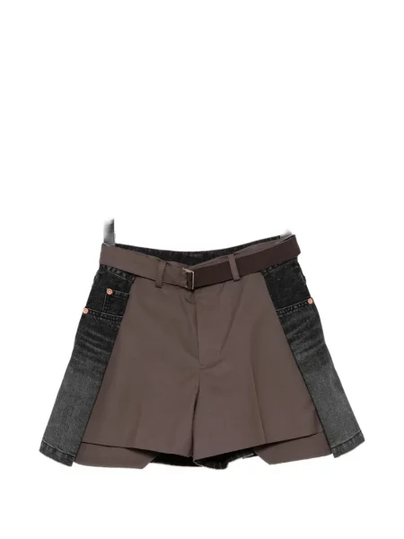 Pantaloni scurți din denim Sacai maro