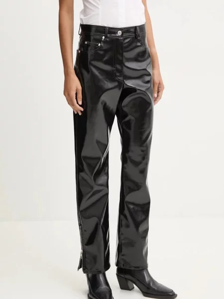 MSGM pantaloni femei drept high waist negru