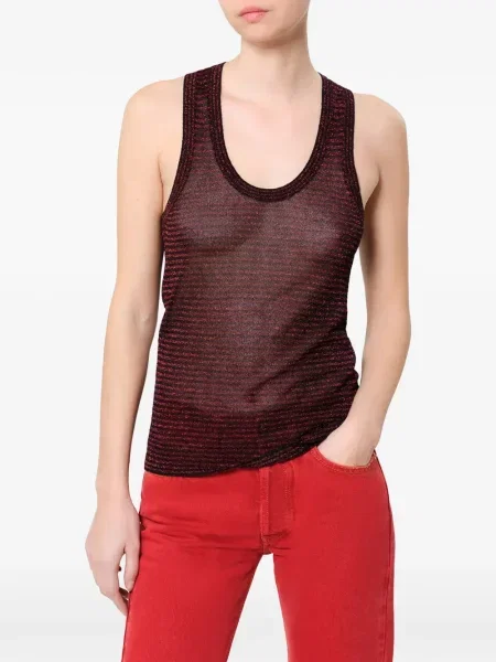 Top Isabel Marant cu dungi tricotate negru