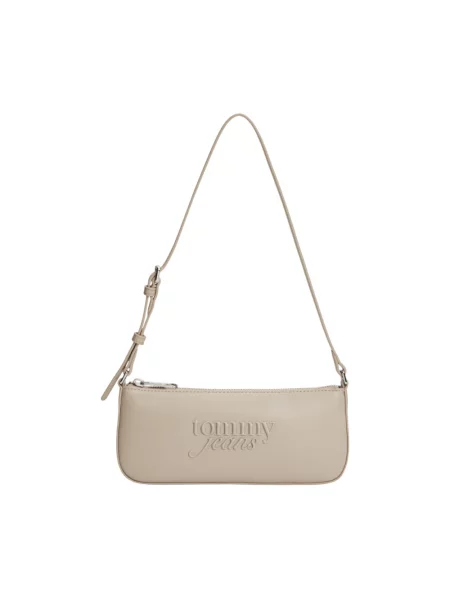 Torebka Tommy Jeans skórzana beżowa
