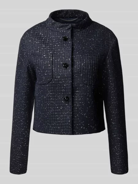 Krótki żakiet o kroju regular fit z mieszanki bawełny model ‘OUMO’ Max Mara Studio granatowa