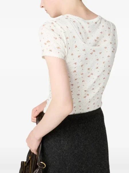 Top Miu Miu cu model floral alb