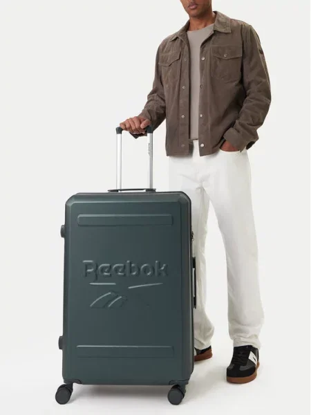Большой чемодан Reebok зеленый