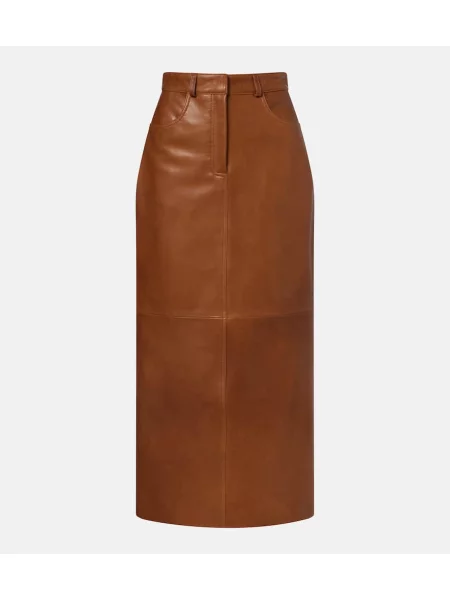 Fustă din piele Nour Hammour maro