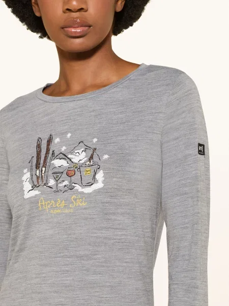 Tričko Longsleeve super.natural Apres Ski cashmere grey melange/various šedé