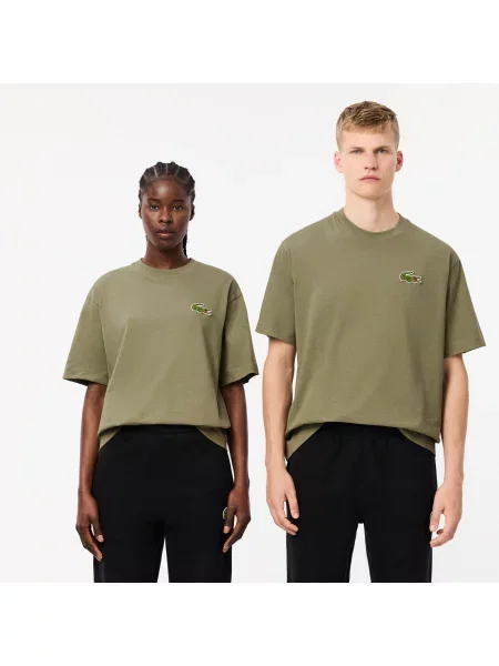 Lacoste Luźny Krój Koszulki Bawełnianej zielona