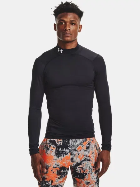 Pánske tričko longsleeve Under Armour Mock UA Armour black/white čierna