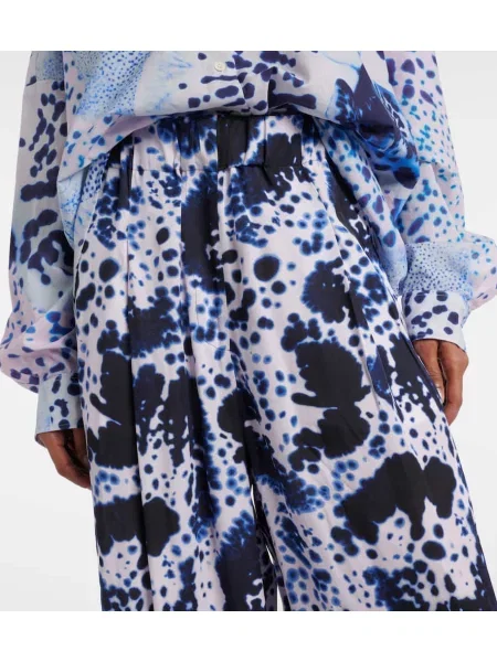 Pantaloni Dries Van Noten cu talie înaltă cu imagine albastru