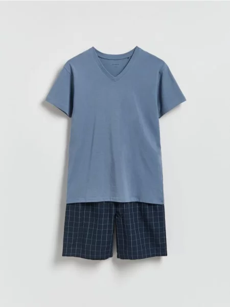 Reserved Pijama din două piese din metalizat albastru