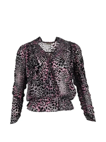 Bluză Zadig&voltaire cu imagine cu model leopard cu decolteu în V negru