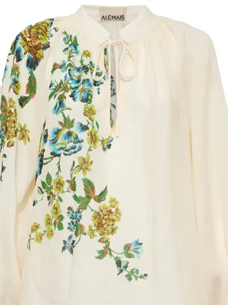 Top Alemais cu model floral cu imagine alb