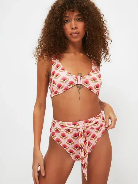 Bikini Trendyol cu talie înaltă roz