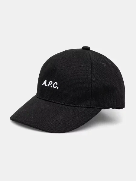 Шапка с козирка A.P.C. casquette charlie с апликация черно