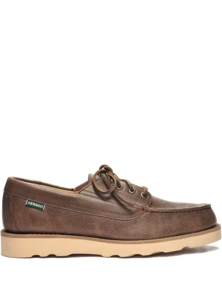 Pantofi loafer Sebago cu șireturi fără toc din dantelă maro